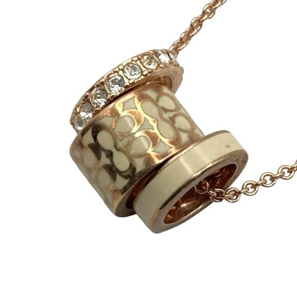 Auth COACH - Rose Gold Cream Hardware Necklace - Picture 1 of 4